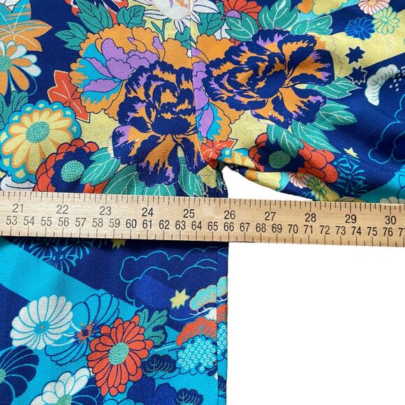 Soft Surroundings Cardigan Topper Women's L/XL Blue Yellow Floral Open Front - Picture 10 of 13